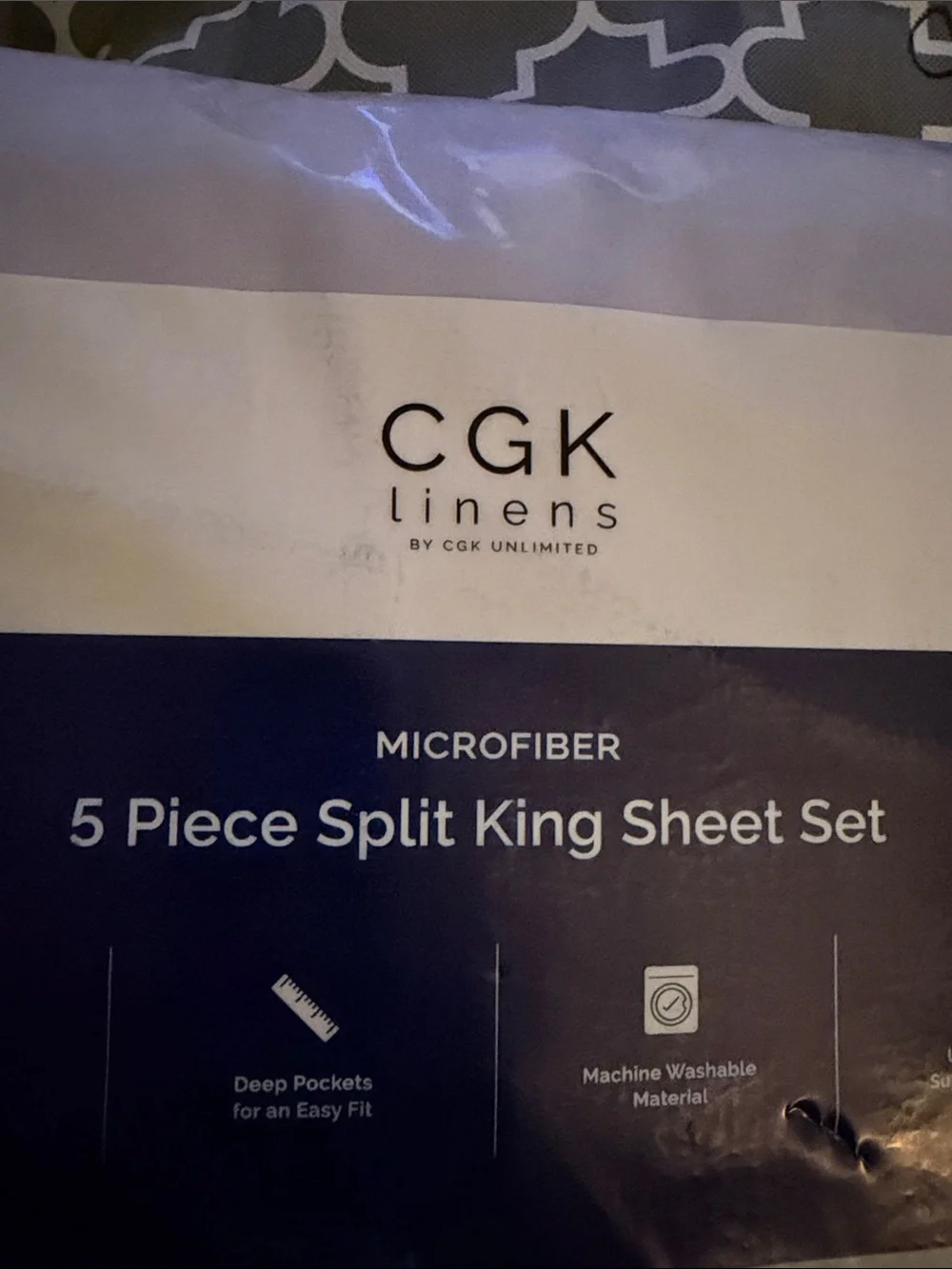 NWT grey 5-Piece Split King Microfiber Sheet Set
